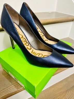 Sam Edelman Size 14 Leather Hazel Toe Pumps - Deep Sapphire